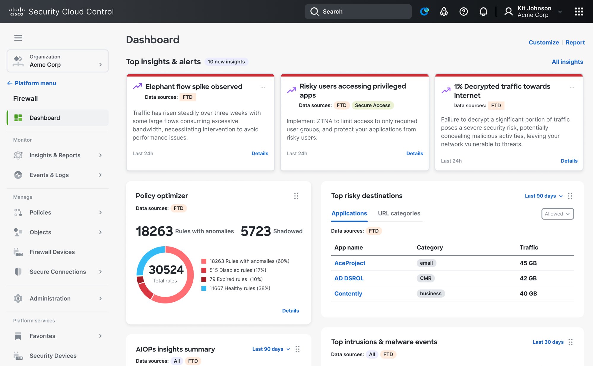Cisco Security Cloud Control dashboard